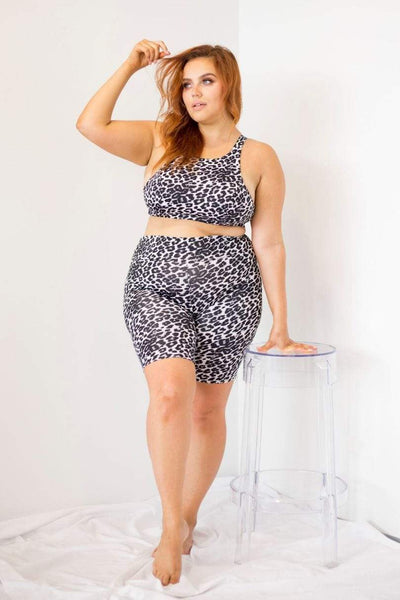 Zeta Grey Leopard Biker Shorts