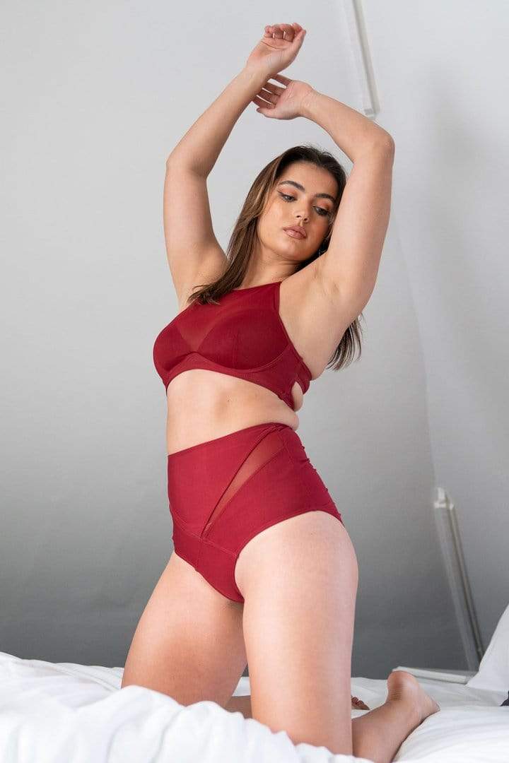 Lunalae Bottoms Ella Mesh High Waist Bottoms Recycled Wine