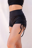 Lunalae Bottoms High waist Drawstring Shorts Recycled- Black
