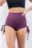 Lunalae Bottoms High Waist Drawstring Shorts Recycled- Mulberry