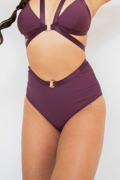 Lunalae Bottoms Jemma High Waisted Bottoms Recycled- Mulberry