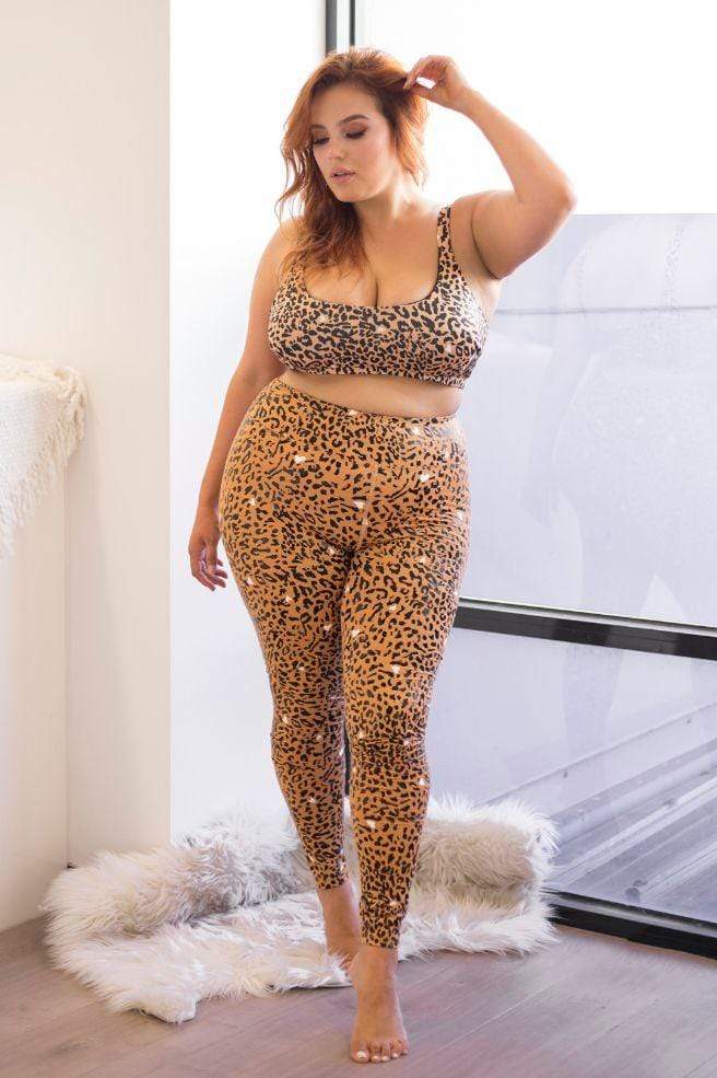 Lunalae Leggings Recycled Sticky Grip Leggings in Brown Leopard