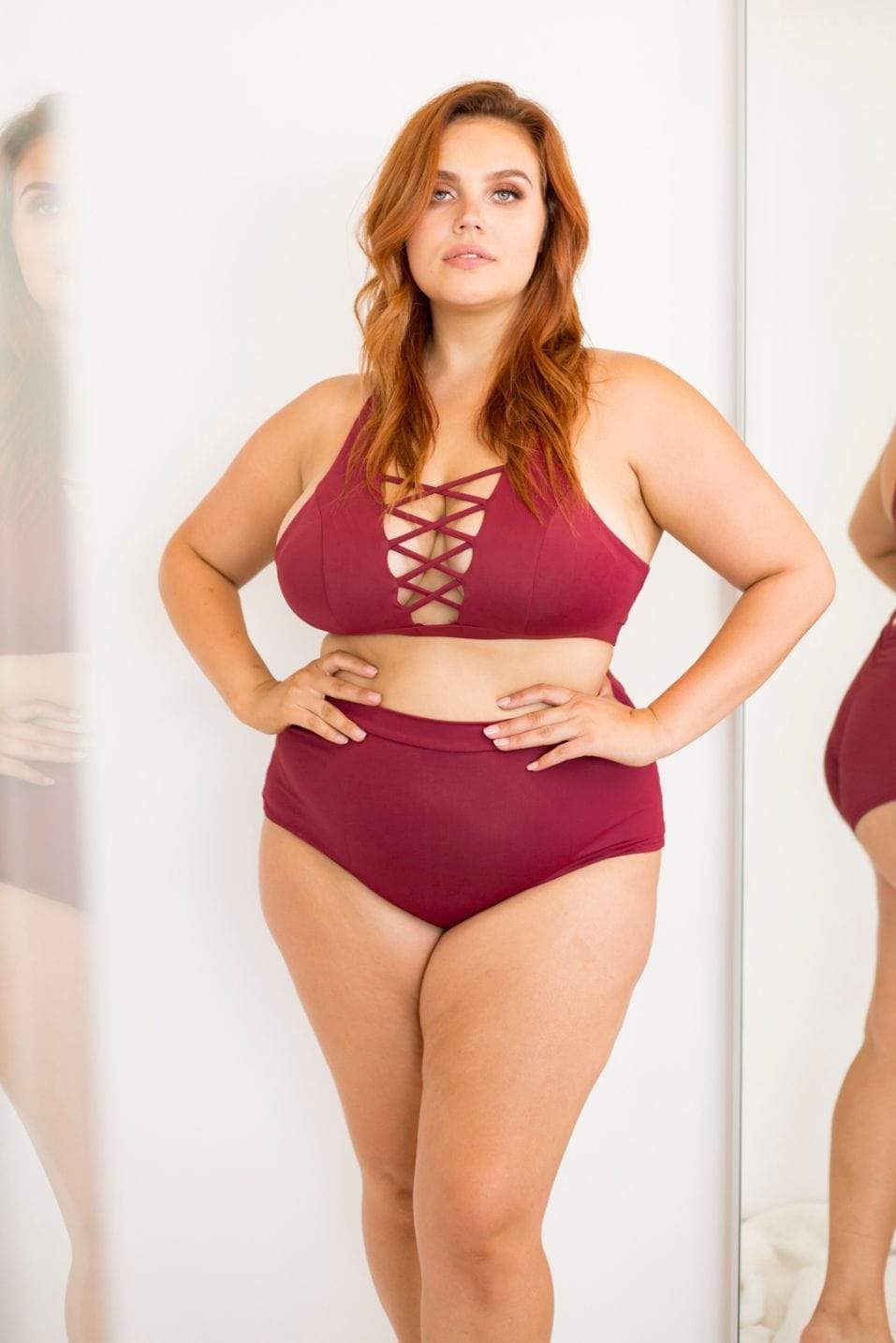 Lunalae Shorts High Waist Basic Shorts - Wine