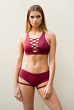 Lunalae Shorts Lure You Garter Shorts - Wine
