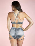 Lunalae Shorts Lure You High Waisted Garter Shorts Silver