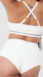Lunalae Shorts Missy High Waist Recycled Bottom- White