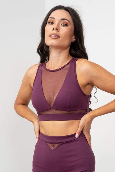 Lunalae Tops Addison Mesh Top Recycled- Mulberry