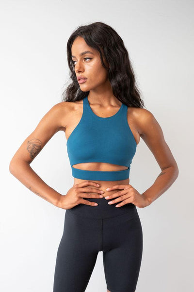 Lunalae Tops Aliza High Neck Top Recycled- Teal
