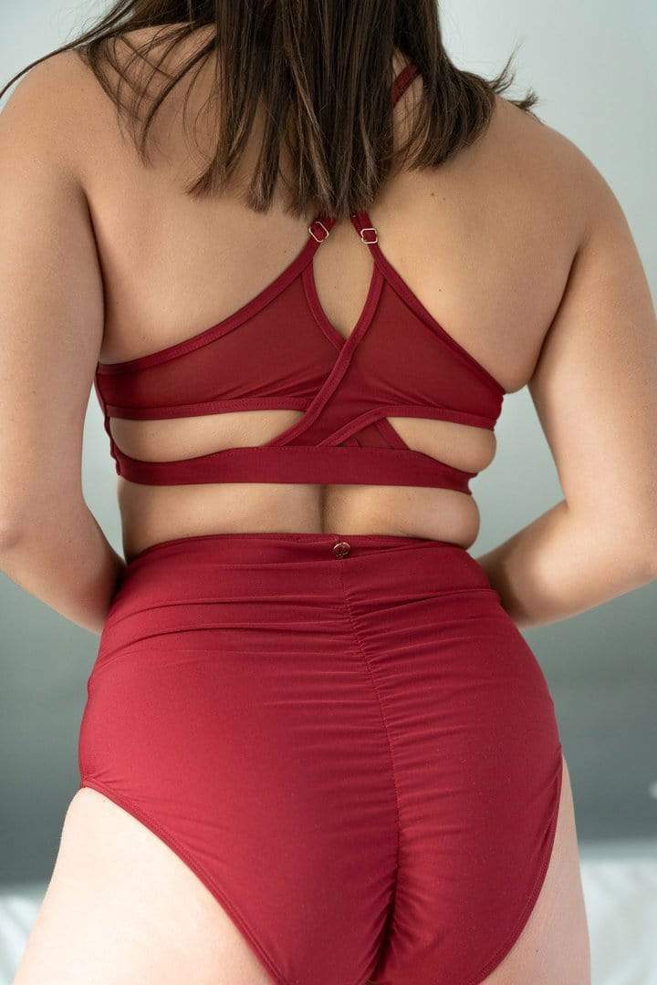Lunalae Tops Ella Mesh Top Recycles Wine