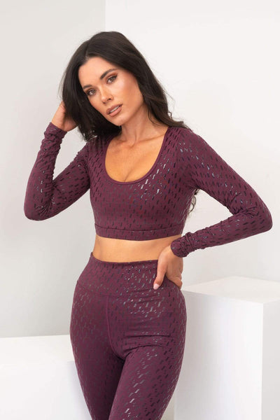 Lunalae Tops Sticky Grip Long Sleeve Crop Recycled Mulberry