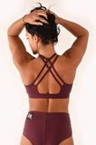 Embossed Sports Bra Burgundy - XS ONLY