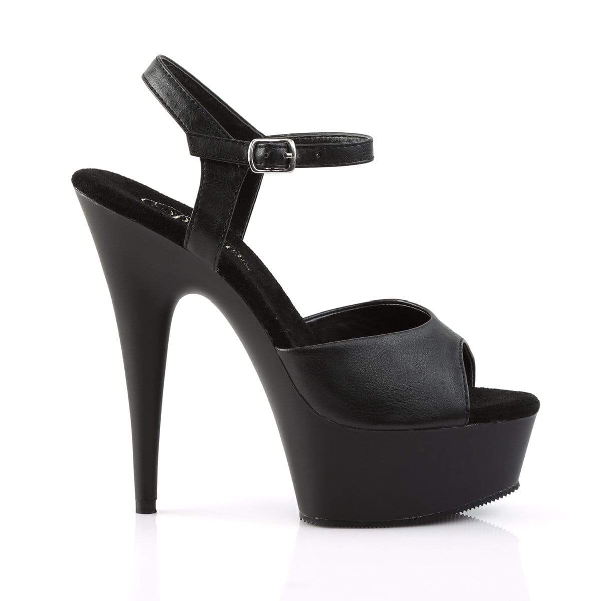 6" Heel, 1 3/4" PF 6" - 6 1/2" Heel Blk Faux Leather/Blk Matte DEL609/BPU/M