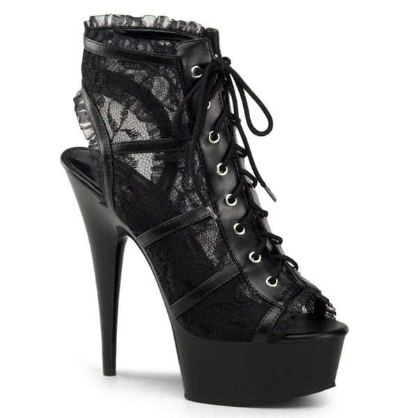 6" Heel, 1 3/4" PF 6" - 6 1/2" Heel Blk Mesh-Lace/Blk DEL696LC/BM/M