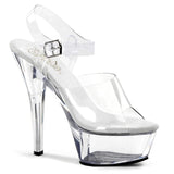 Pleaser Shoes 6" Heel, 1 3/4" PF 6" - 6 1/2" Heel Clr/Clr KISS208/C/M
