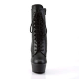 6" Heel, 1 3/4" PF Ankle/Mid-Calf Boots Blk Faux Leather/Blk Matte DEL1020/BPU/M