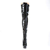 6" Heel, 1 3/4" PF Thigh High Boots Blk Str Pat/Blk DEL3023/B/M