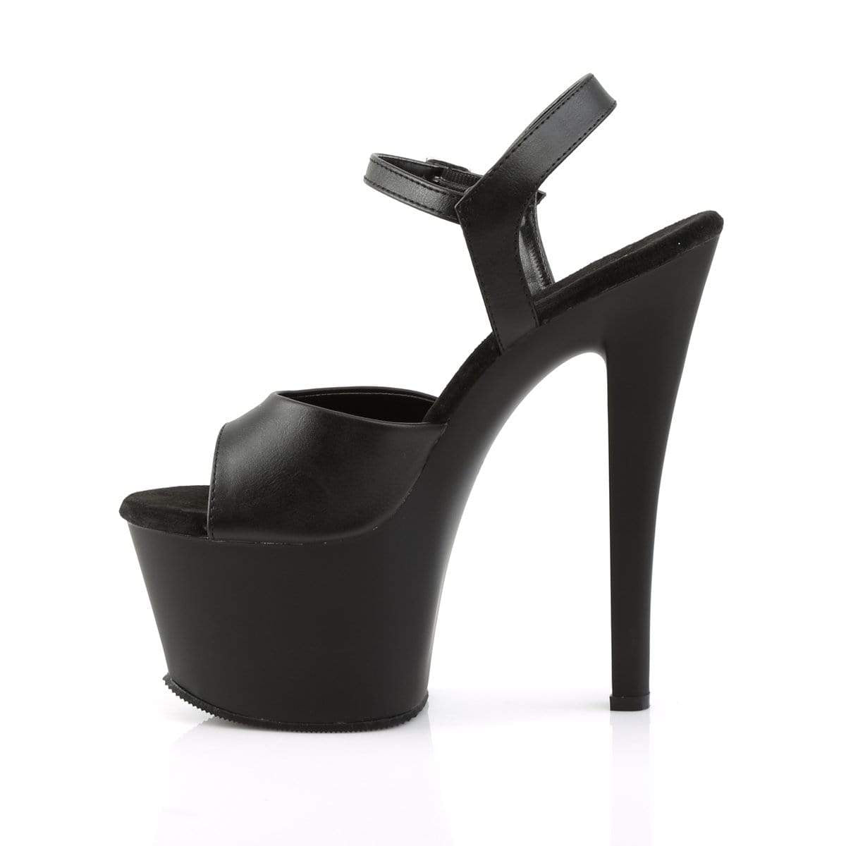 7" Heel, 2 3/4" PF 7" - 7 1/2" Heel Blk Faux Leather/Blk Matte SKY309/BPU/M