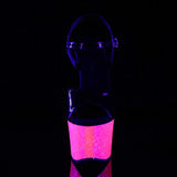 7" Heel, 2 3/4" PF 7" - 7 1/2" Heel Blk Pat/Neon H. Pink Glitter SKY309UVLG/B/NHPG