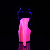 7" Heel, 2 3/4" PF 7" - 7 1/2" Heel Blk Pat/Neon H. Pink Glitter SKY309UVLG/B/NHPG