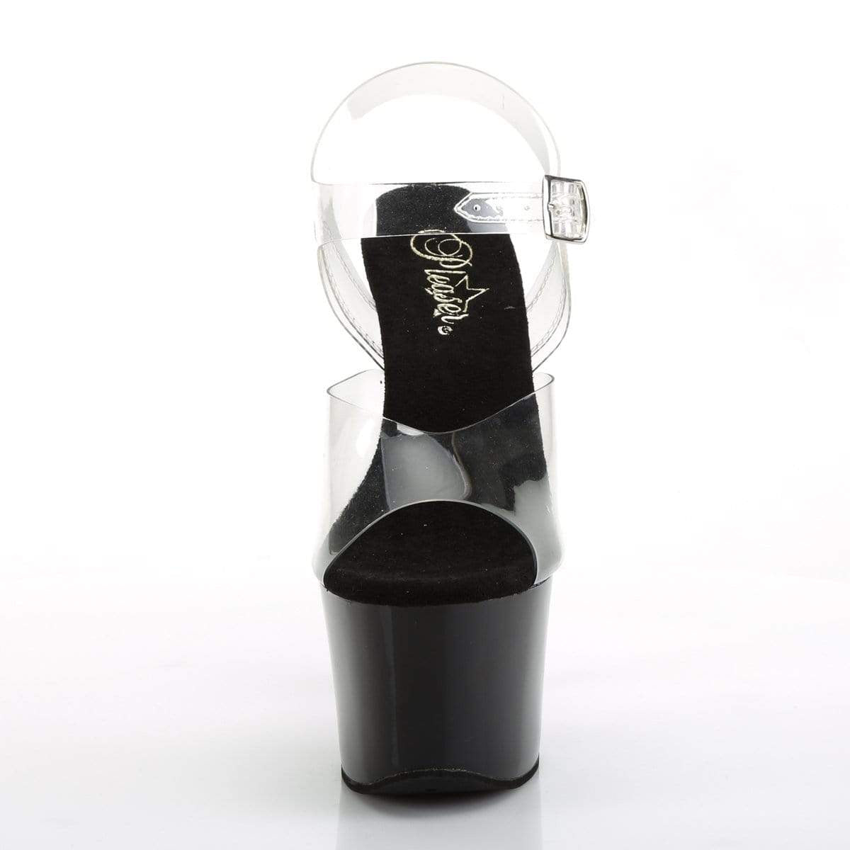 7" Heel, 2 3/4" PF 7" - 7 1/2" Heel Clr/Blk-Champagne AB RSTN SKY308CRS/C/B-CHARS