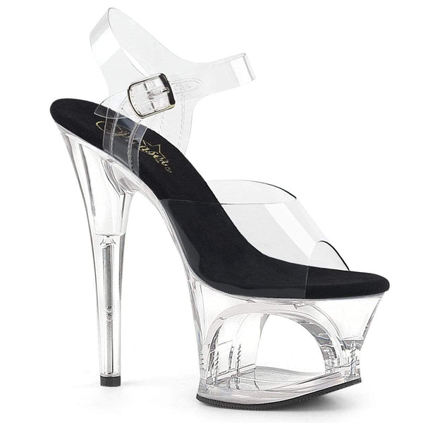 7" Heel, 2 3/4" PF 7" - 7 1/2" Heel Clr-Blk/Clr MOON708/C-B/C