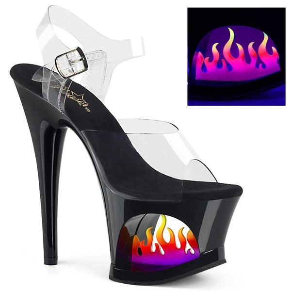 7" Heel, 2 3/4" PF 7" - 7 1/2" Heel Clr/Blk-Ombre MOON708FLM/C/B