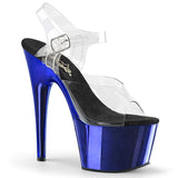 7" Heel, 2 3/4" PF 7" - 7 1/2" Heel Clr/Blue Chrome ADO708/C/BLCH