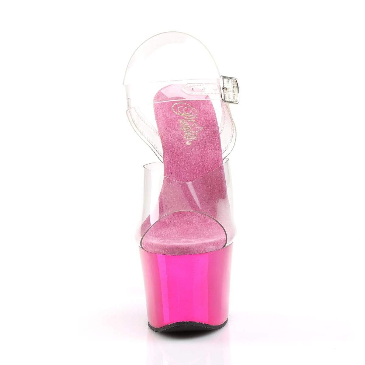 7" Heel, 2 3/4" PF 7" - 7 1/2" Heel Clr/H. Pink Chrome SKY308/C/HPCH