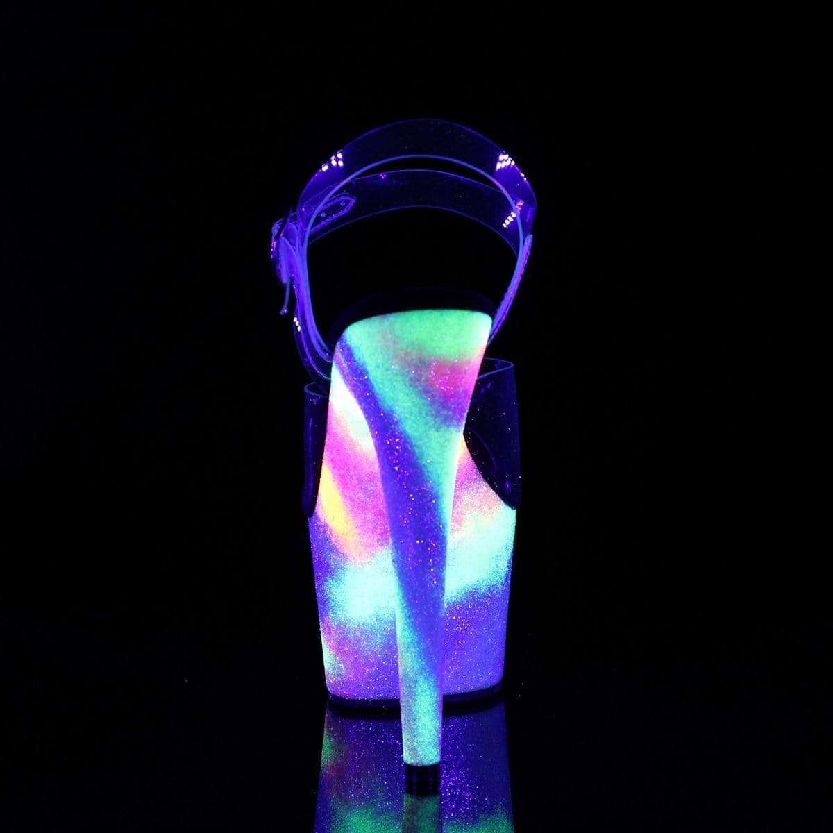 7" Heel, 2 3/4" PF 7" - 7 1/2" Heel Clr/Neon Galaxy Glitter ADO708GXY/C/NGXY