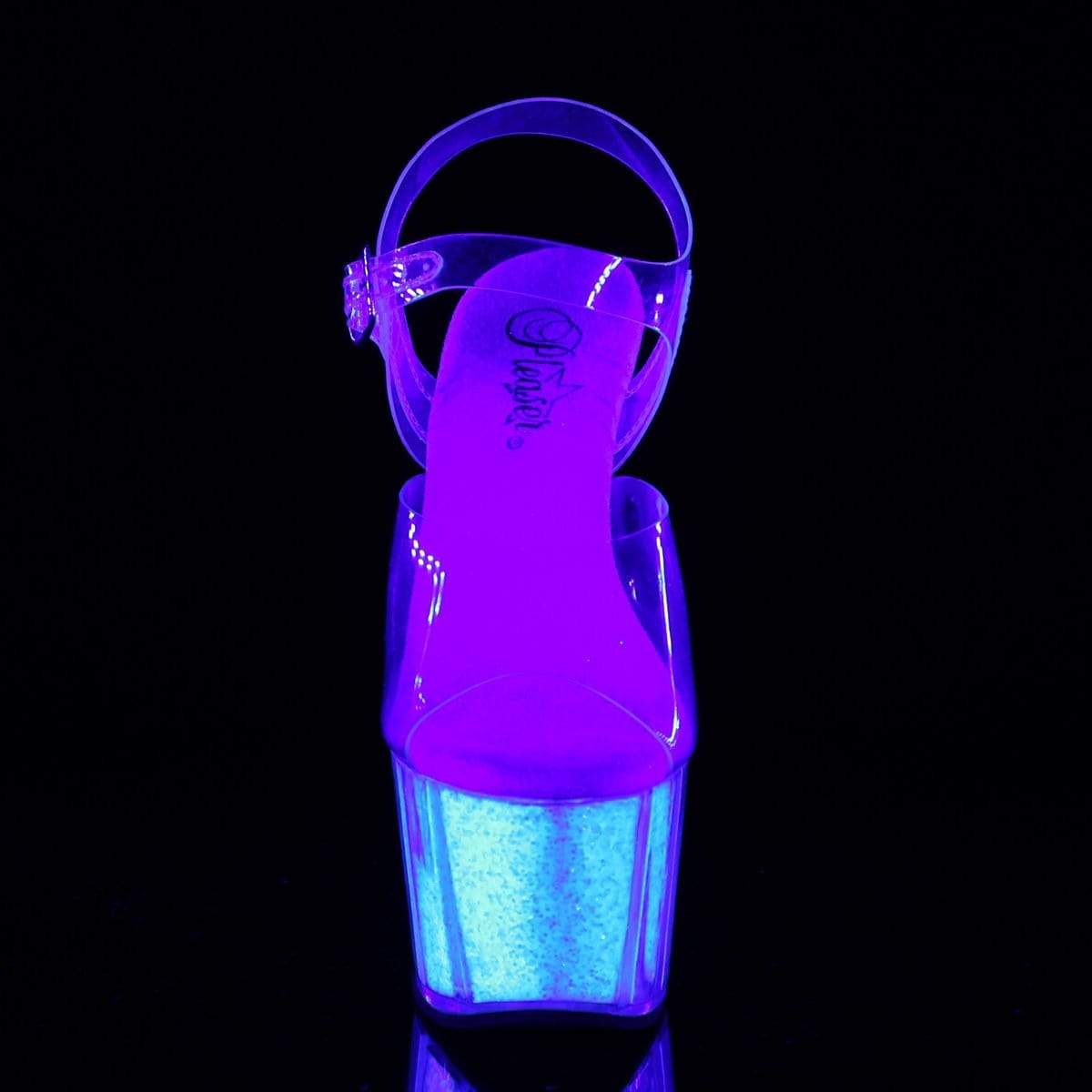 7" Heel, 2 3/4" PF 7" - 7 1/2" Heel Clr/Neon Opal Glitter ADO708UVG/C/NOPG