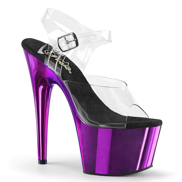 7" Heel, 2 3/4" PF 7" - 7 1/2" Heel Clr/Purple  Chrome ADO708/C/PPCH