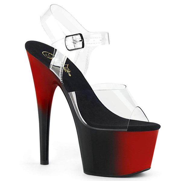 7" Heel, 2 3/4" PF 7" - 7 1/2" Heel Clr/Red-Blk ADO708BR/C/R-B