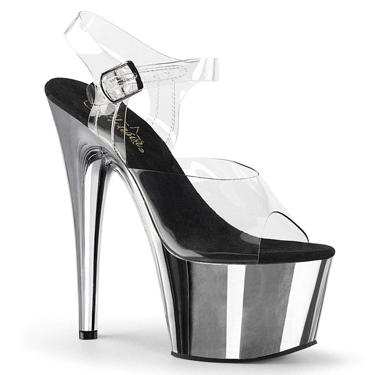 7" Heel, 2 3/4" PF 7" - 7 1/2" Heel Clr/Slv Chrome ADO708/C/SCH