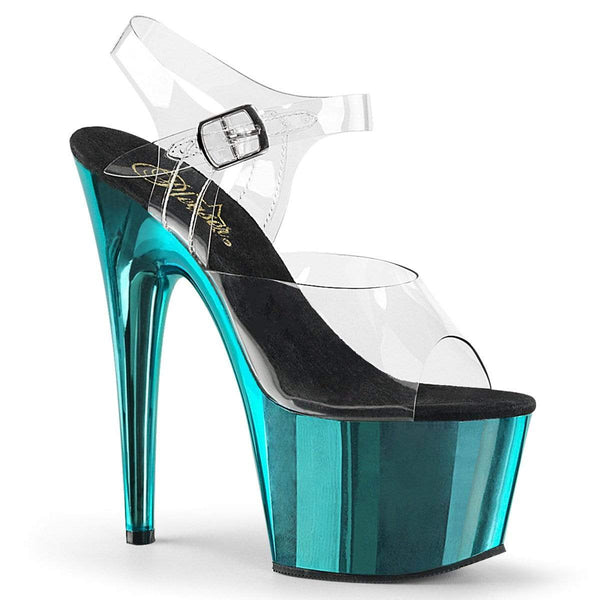 7" Heel, 2 3/4" PF 7" - 7 1/2" Heel Clr/Turquoise  Chrome ADO708/C/TURCH