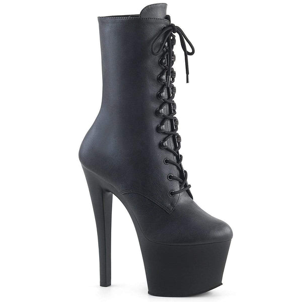 Pleaser Shoes 7" Heel, 2 3/4" PF Ankle/Mid-Calf Boots Blk Faux Leather/Blk Matte SKY1020/BPU/M