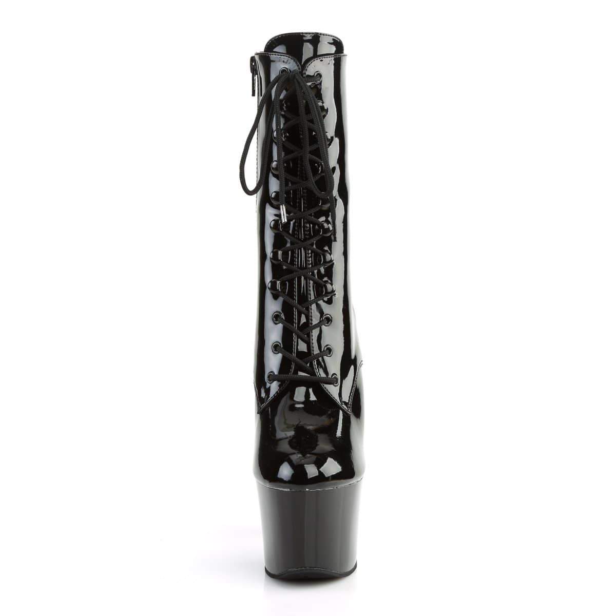 Pleaser Shoes 7" Heel, 2 3/4" PF Ankle/Mid-Calf Boots Blk Pat/Blk SKY1020/B/M
