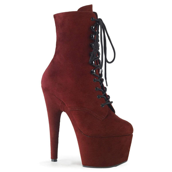 7" Heel, 2 3/4" PF Ankle/Mid-Calf Boots Burgundy Faux Suede/Burgundy Faux Suede ADO1020FS/BYFS/M