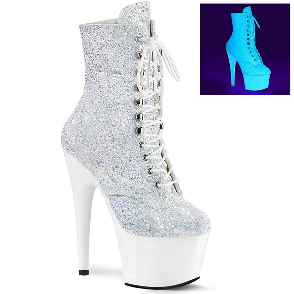 7" Heel, 2 3/4" PF Ankle/Mid-Calf Boots Neon White Multi Glitter/Neon White ADO1020LG/NWMG/NW