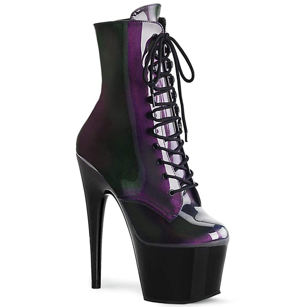 7" Heel, 2 3/4" PF Ankle/Mid-Calf Boots Purple-Olive/Blk ADO1020SHG/PP-OL/B