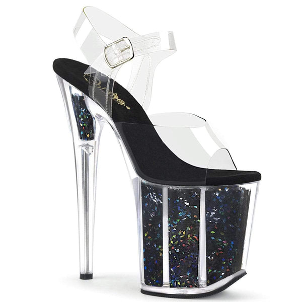 8" Heel, 4" PF 8" Heel Clr/Blk Multi Glitter FLAM808GF/C/BMCG