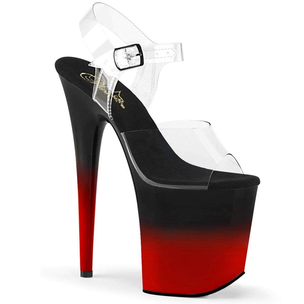 8" Heel, 4" PF 8" Heel Clr/Blk-Red FLAM808BR-H/C/B-R