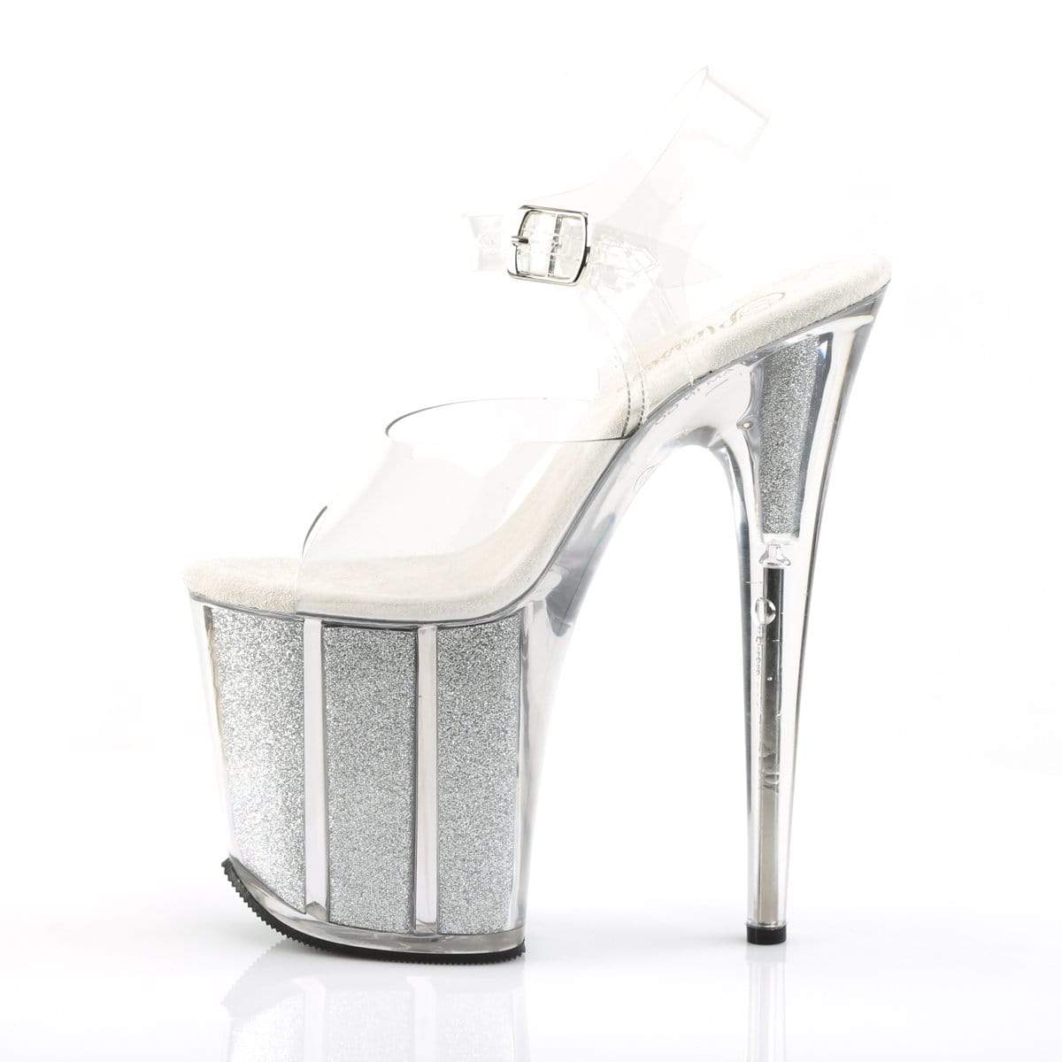 Pleaser Shoes 8" Heel, 4" PF 8" Heel Clr/Slv Gltr FLAM808G/C/S