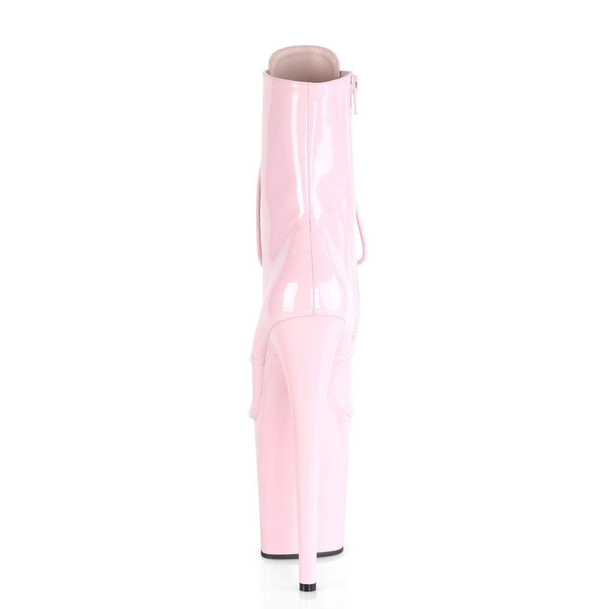 Pleaser Shoes 8" Heel, 4" PF Ankle/Mid-Calf Boots B. Pink Pat/B. Pink FLAM1020/BP/M
