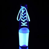 8" Heel, 4" PF Ankle/Mid-Calf Boots Blk Canvas/Neon White FLAM800SK-02/BCA/NW