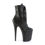 Pleaser Shoes 8" Heel, 4" PF Ankle/Mid-Calf Boots Blk Faux Leather/Blk Matte FLAM1020PK/BPU/M