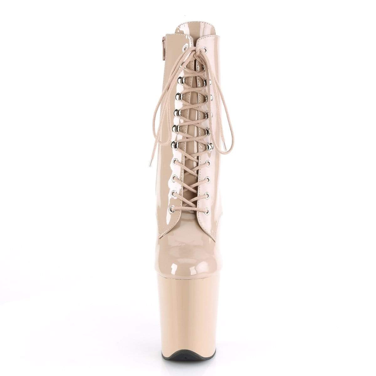 8" Heel, 4" PF Ankle/Mid-Calf Boots Nude Pat/Nude FLAM1020/ND/M