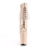 8" Heel, 4" PF Ankle/Mid-Calf Boots Nude Pat/Nude FLAM1020/ND/M