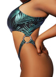 PoleActive Jungle Palm Monokini- Black Teal