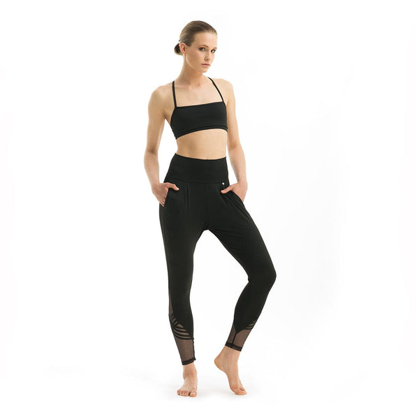 Poledancerka Bottoms Slim Warm up Pants- Fold over- Black